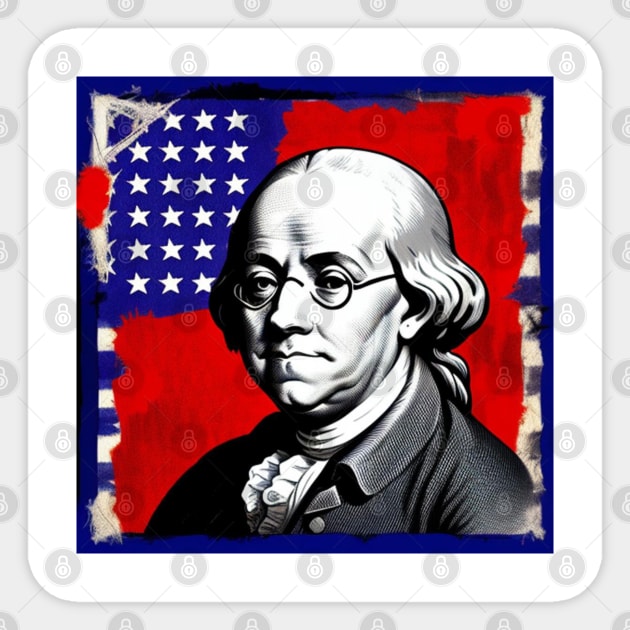 July 4th Benjamin Franklin American Flag Sticker by jeanmbart